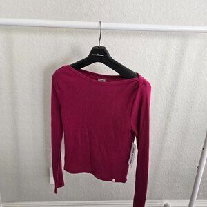 Urban Outfitters Magenta Boatneck Long-Sleeve Top